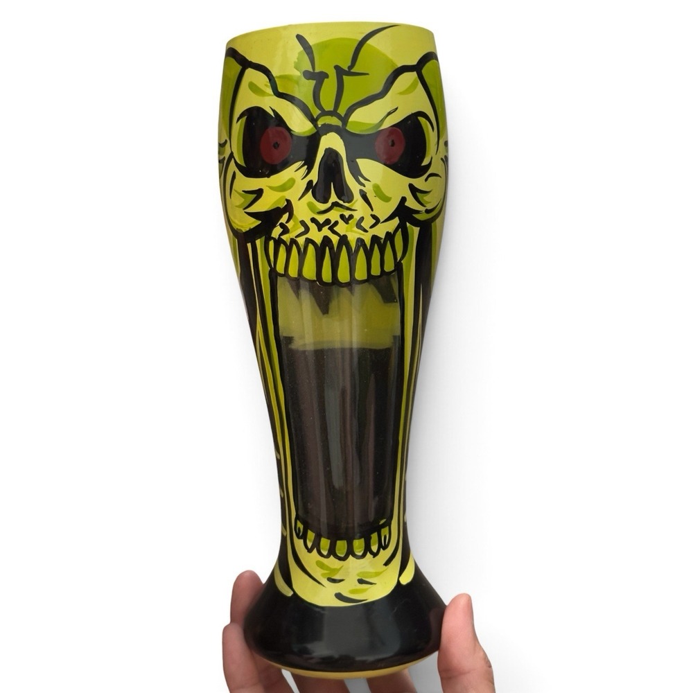 Top Shelf Barware Halloween Party Bad To The Bone Hand Painted Glassware